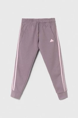 adidas spodnie dresowe dziecięce kolor fioletowy gładkie