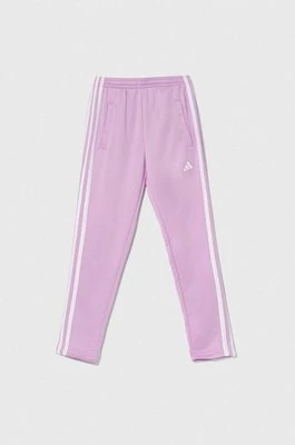adidas spodnie dresowe dziecięce kolor fioletowy z nadrukiem