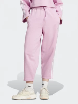 adidas Spodnie dresowe Essentials 3-Stripes Open Hem Fleece IJ7455 Różowy Loose Fit