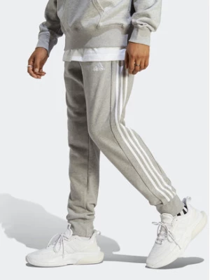 adidas Spodnie dresowe Essentials French Terry Tapered Cuff 3-Stripes Joggers IC9407 Szary Regular Fit