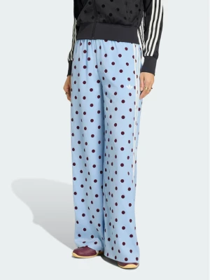 adidas Spodnie dresowe Satin Polka Dots Wide Leg Pant KV1170 Niebieski jasny Relaxed Fit
