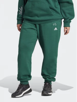 adidas Spodnie dresowe Scribble Embroidery Fleece IK9649 Zielony Loose Fit
