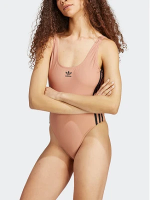 adidas Strój kąpielowy Adicolor 3-Stripes Swimsuit IC2282 Brązowy Slim Fit