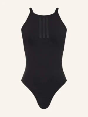 Adidas Strój Kąpielowy Z Wysokim Dekoltem 3-Streifen schwarz CZARNY
