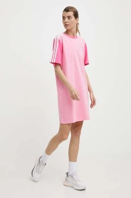 adidas sukienka bawełniana kolor różowy mini oversize IR6055