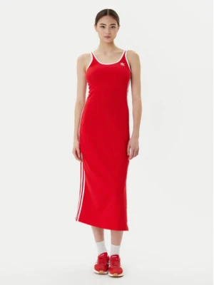 adidas Sukienka codzienna adicolor 3-Stripes JD4620 Czerwony Slim Fit