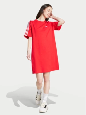 adidas Sukienka codzienna Essentials 3-Stripes IY4241 Czerwony Loose Fit