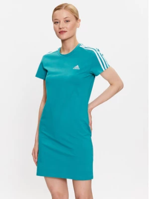adidas Sukienka codzienna Essentials 3-Stripes Tee Dress IL3382 Turkusowy Fitted Fit