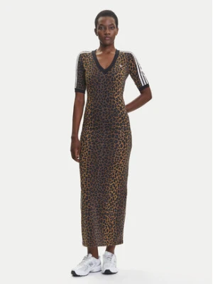 adidas Sukienka codzienna Leopard JW2773 Brązowy Slim Fit
