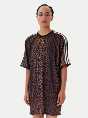 adidas Sukienka codzienna Leopard JW7311 Brązowy Regular Fit