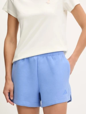 adidas szorty All SZN damskie kolor niebieski gładkie high waist JV9878