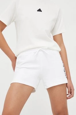 adidas szorty bawełniane kolor biały z nadrukiem high waist IC6875