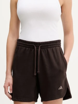 adidas szorty damskie kolor brązowy gładkie high waist KT0886
