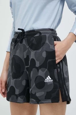 adidas szorty damskie kolor czarny wzorzyste medium waist