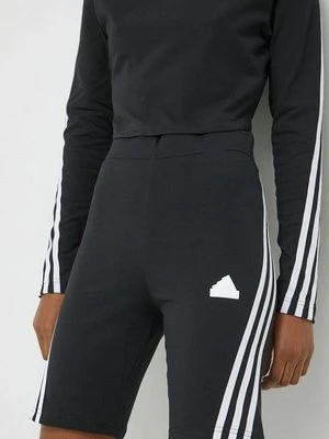 adidas szorty damskie kolor czarny z aplikacją high waist