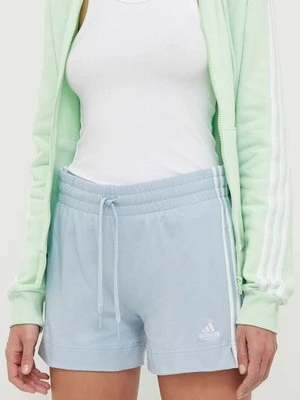 adidas szorty damskie kolor niebieski z aplikacją high waist IR7460