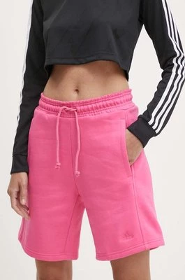 adidas szorty damskie kolor różowy gładkie high waist IW1256
