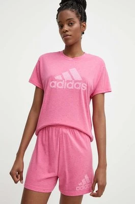 adidas szorty damskie kolor różowy wzorzyste high waist IS3903