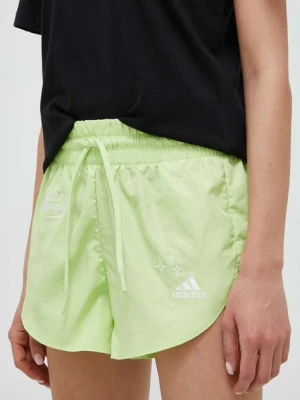 adidas szorty damskie kolor zielony z aplikacją medium waist