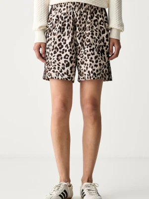 adidas szorty dresowe damskie z bawełną Leopard Pack beżowy