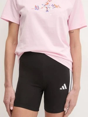 adidas szorty Essentials damskie kolor czarny z aplikacją high waist JE1223