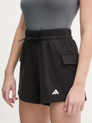 adidas szorty Essentials damskie kolor czarny gładkie high waist JD9944