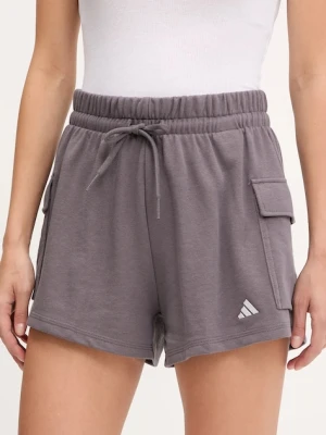 adidas szorty Essentials damskie kolor fioletowy gładkie high waist JC5700