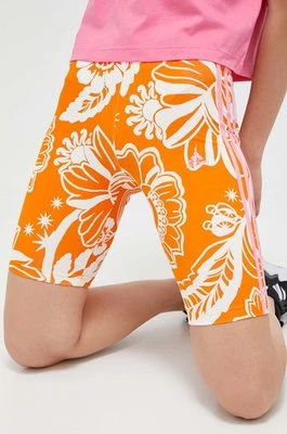 adidas szorty Farm damskie kolor pomarańczowy wzorzyste high waist
