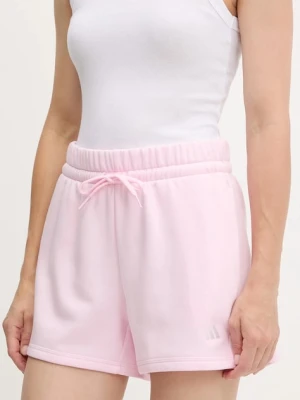 adidas szorty Feel Cozy damskie kolor różowy gładkie high waist JI6070
