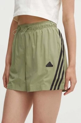 adidas szorty Future Icons damskie kolor zielony z aplikacją high waist IW7707