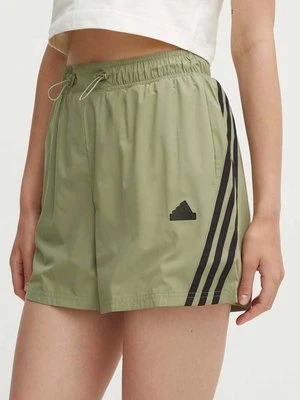 Zdjęcie produktu adidas szorty Future Icons damskie kolor zielony z aplikacją high waist IW7707