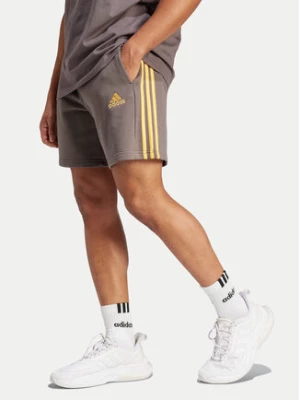 adidas Szorty sportowe Essentials French Terry 3-Stripes IS1346 Brązowy Regular Fit