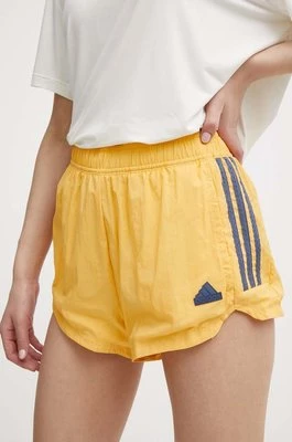 adidas szorty TIRO damskie kolor żółty z aplikacją high waist IS0722