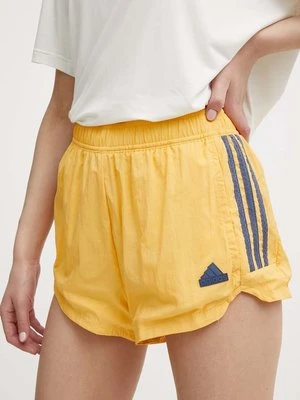 adidas szorty TIRO damskie kolor żółty z aplikacją high waist IS0722