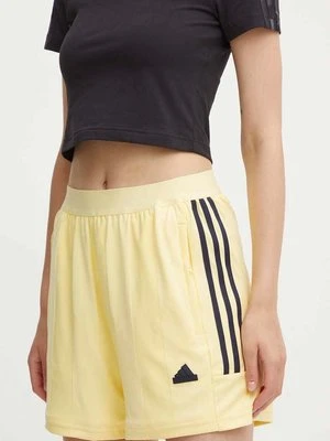 adidas szorty Tiro damskie kolor żółty z aplikacją high waist IX3729