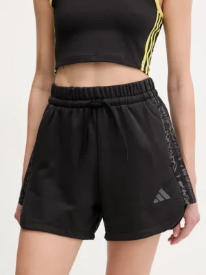 adidas szorty W AOP Blur damskie kolor czarny z aplikacją high waist JG6224