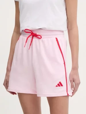 adidas szorty W CB Color Pop damskie kolor różowy z aplikacją high waist JG6218