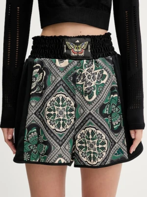 adidas szorty x Farm Rio damskie kolor czarny wzorzyste high waist JW4481