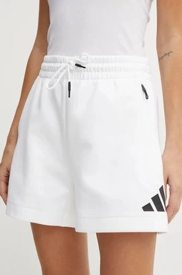 adidas szorty ZNE damskie kolor biały z nadrukiem high waist JJ4678