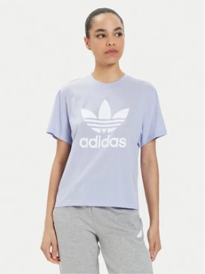 adidas T-Shirt adicolor Trefoil IN8439 Fioletowy Boxy Fit