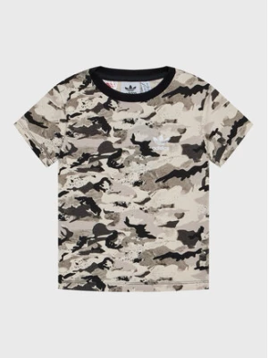 adidas T-Shirt Allover HK0276 Beżowy Regular Fit