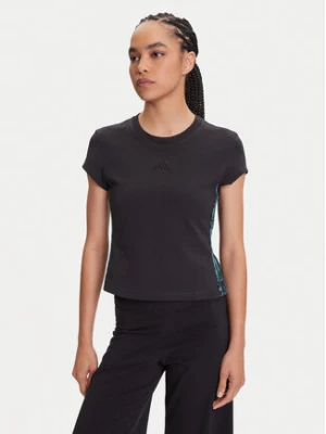 adidas T-Shirt Animal Print 3-Stripes JM1850 Czarny Slim Fit