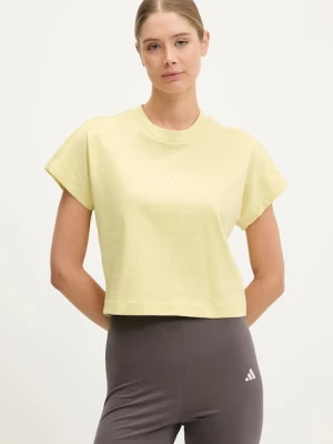 adidas t-shirt bawełniany ALL SZN damski kolor żółty JJ1239
