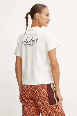 adidas t-shirt bawełniany Brand Love damski kolor beżowy IX3763