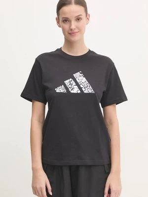 adidas t-shirt bawełniany Camo damski kolor czarny JJ4110