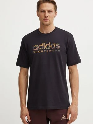 adidas t-shirt bawełniany Camo męski kolor czarny z nadrukiem IW2680