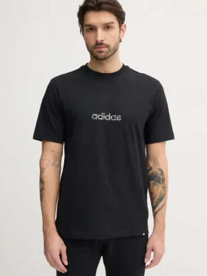 Zdjęcie produktu adidas t-shirt bawełniany Camo męski kolor czarny z nadrukiem JN1403