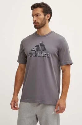 adidas t-shirt bawełniany Camo męski kolor szary z nadrukiem IY0741