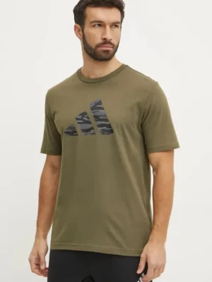 adidas t-shirt bawełniany Camo męski kolor zielony z nadrukiem JI6768