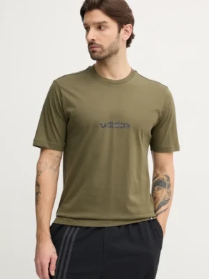 adidas t-shirt bawełniany Camo męski kolor zielony z nadrukiem JN1405